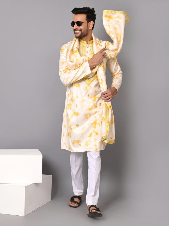 Textured Yellow Kurta Set - KM40516D-30