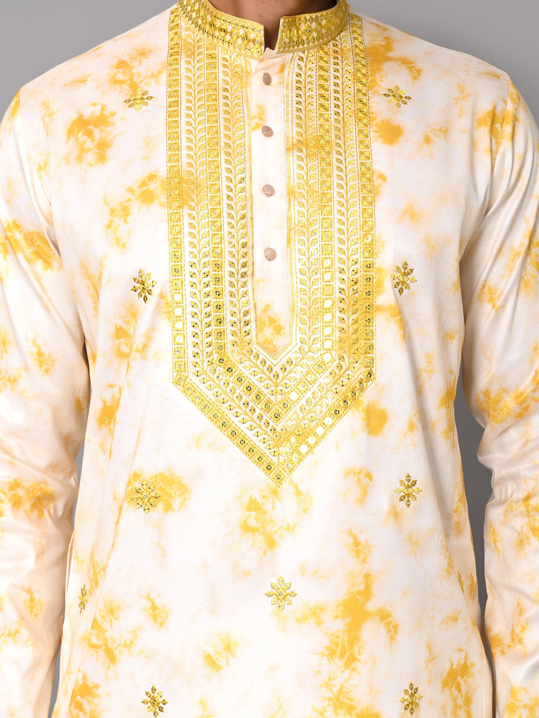 Textured Yellow Kurta Set - KM40516D-30