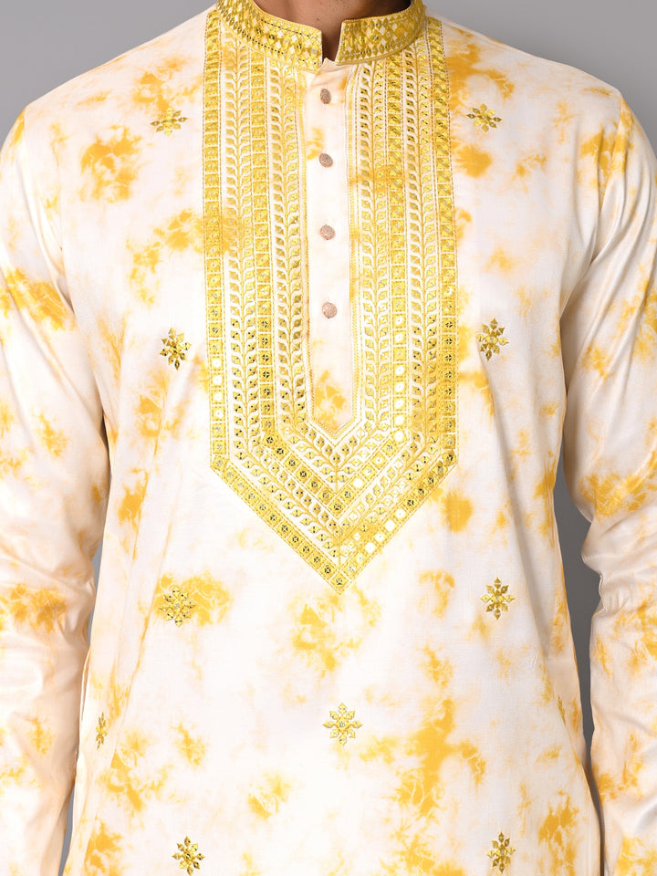 Textured Yellow Kurta Set - KM40516D-30