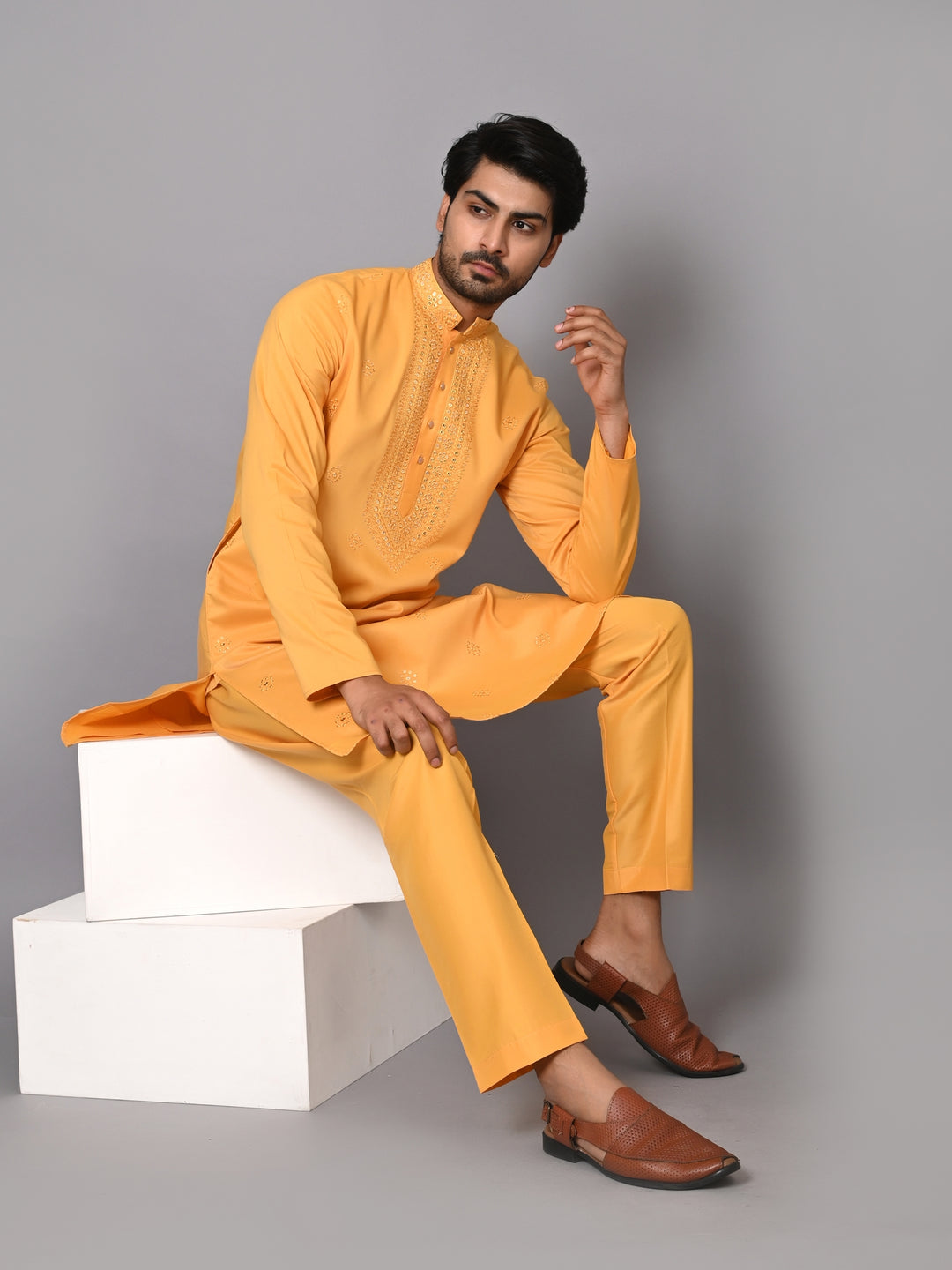 Sequence Mustard Kurta Set - KM40517-78