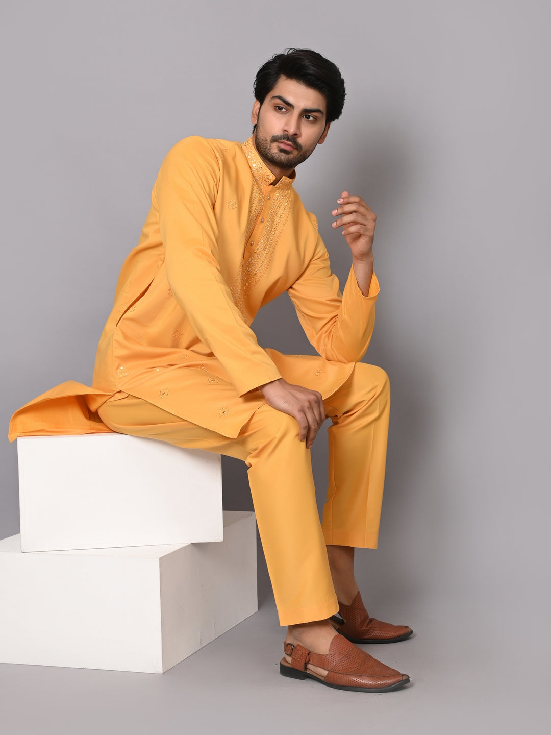 Sequence Mustard Kurta Set - KM40517-78