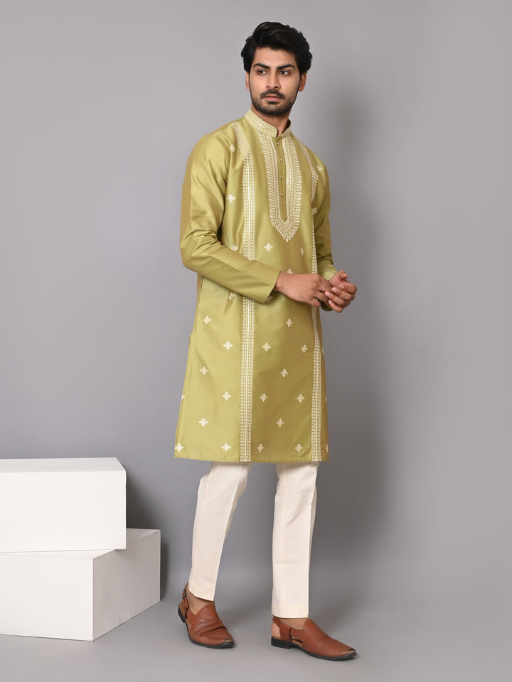 Ethnic Motifs Pista Kurta Set - KM40533-633A