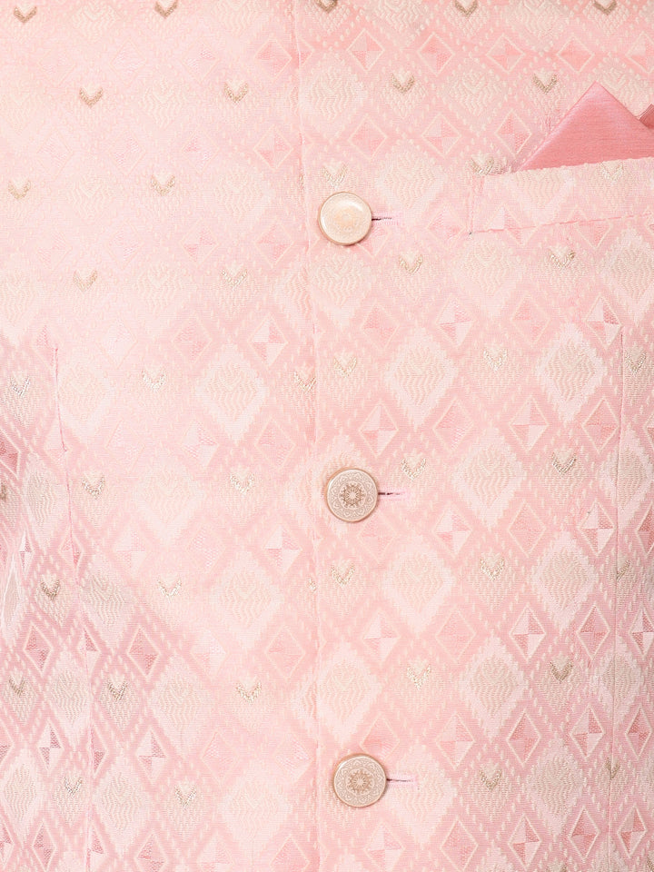 Checked Pink Jacket Kurta Set - JM37384-4