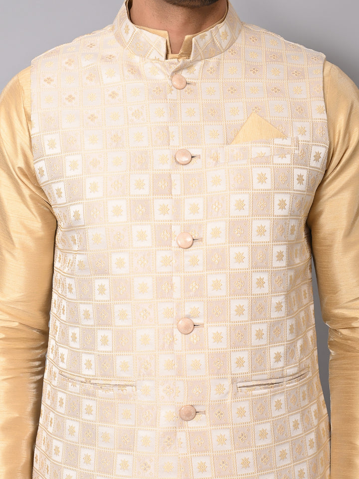 Checked Brown Jacket Kurta Set - JM37385-1