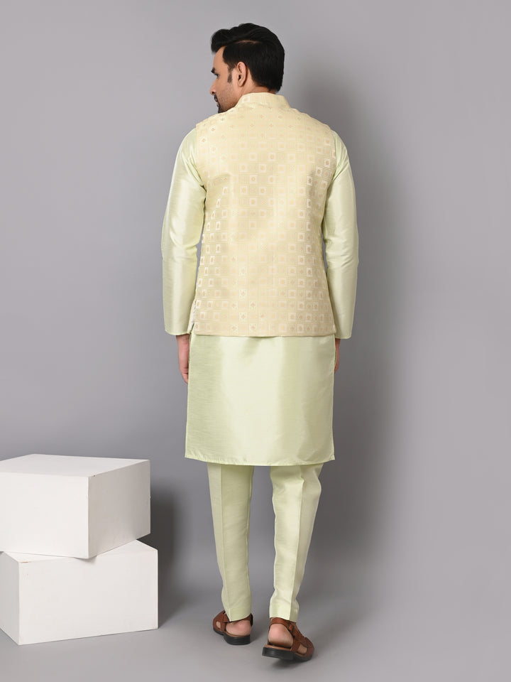 Checked Pista Jacket Kurta Set - JM37385-6