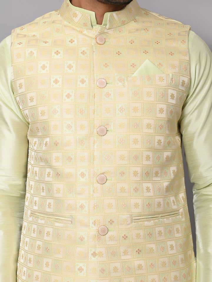 Checked Pista Jacket Kurta Set - JM37385-6