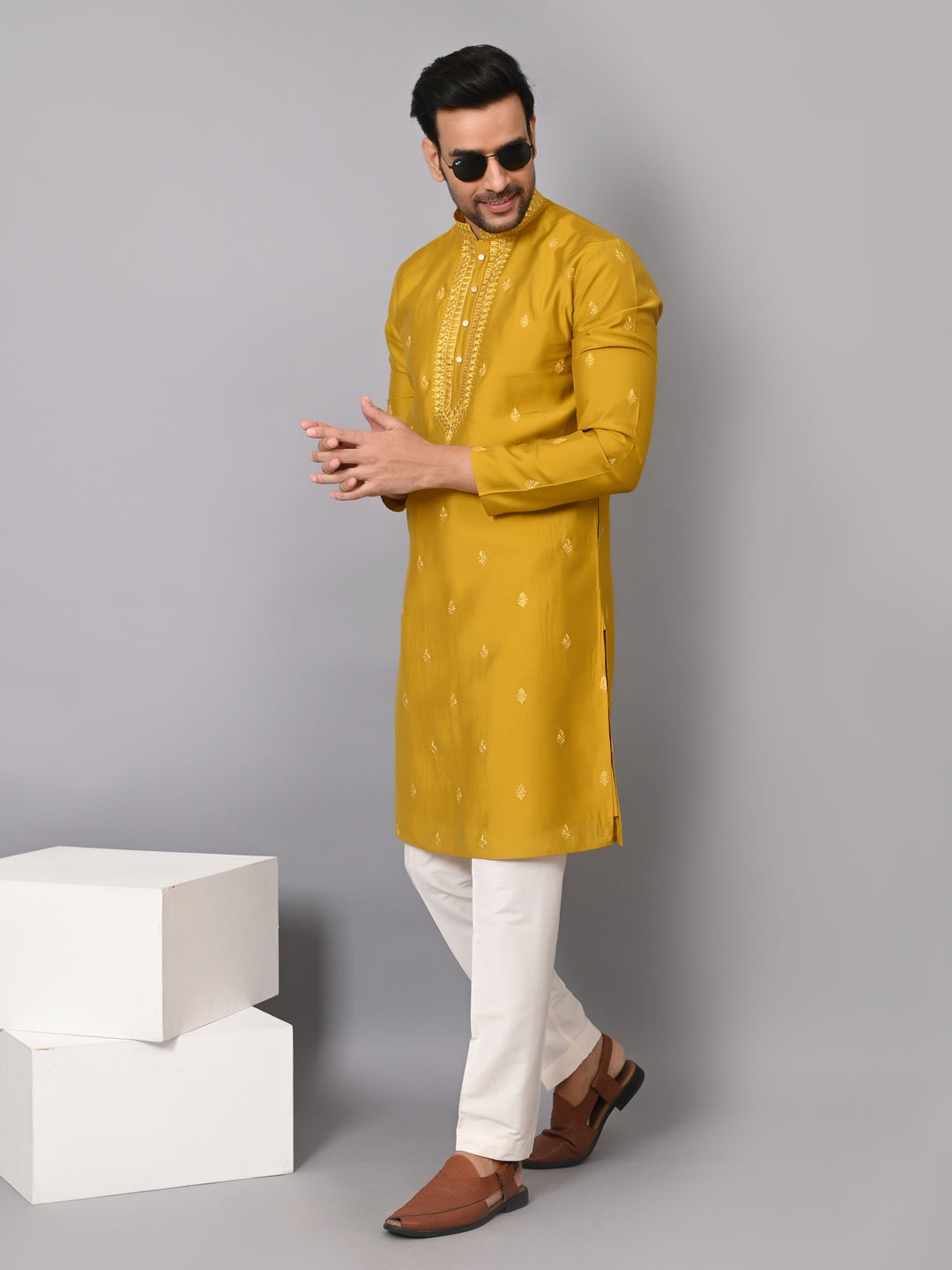 Leafs Mustard Kurta Set - KM38713-MS7166