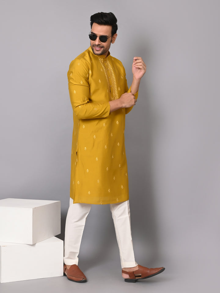 Leafs Mustard Kurta Set - KM38713-MS7166