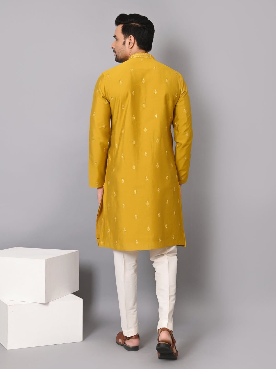 Leafs Mustard Kurta Set - KM38713-MS7166