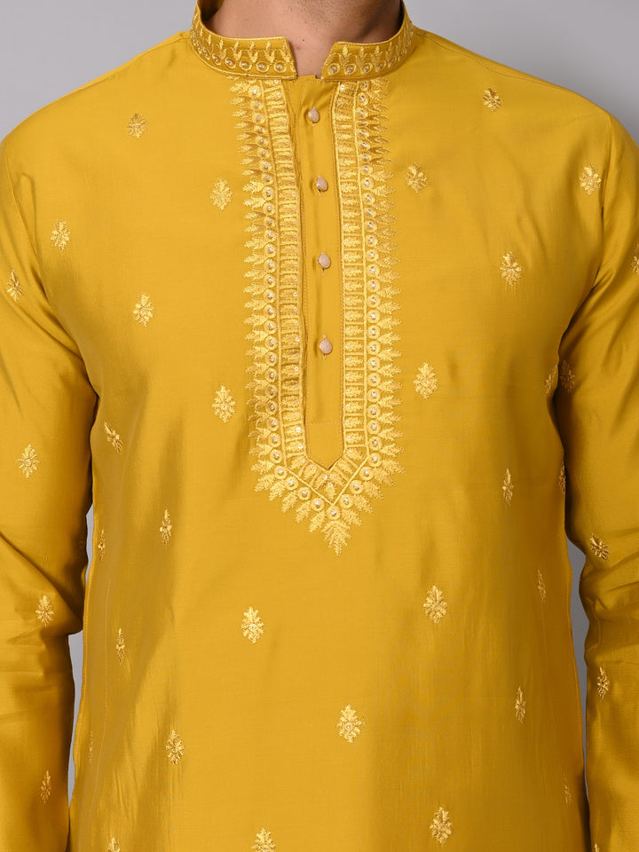 Leafs Mustard Kurta Set - KM38713-MS7166