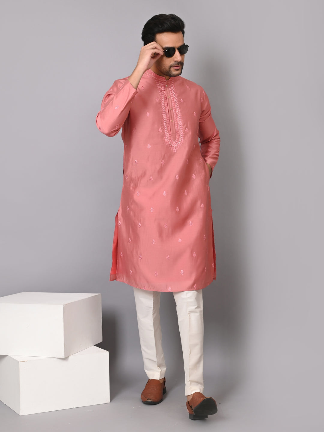 Leafs Peach Kurta Set - KM38713-PE7166