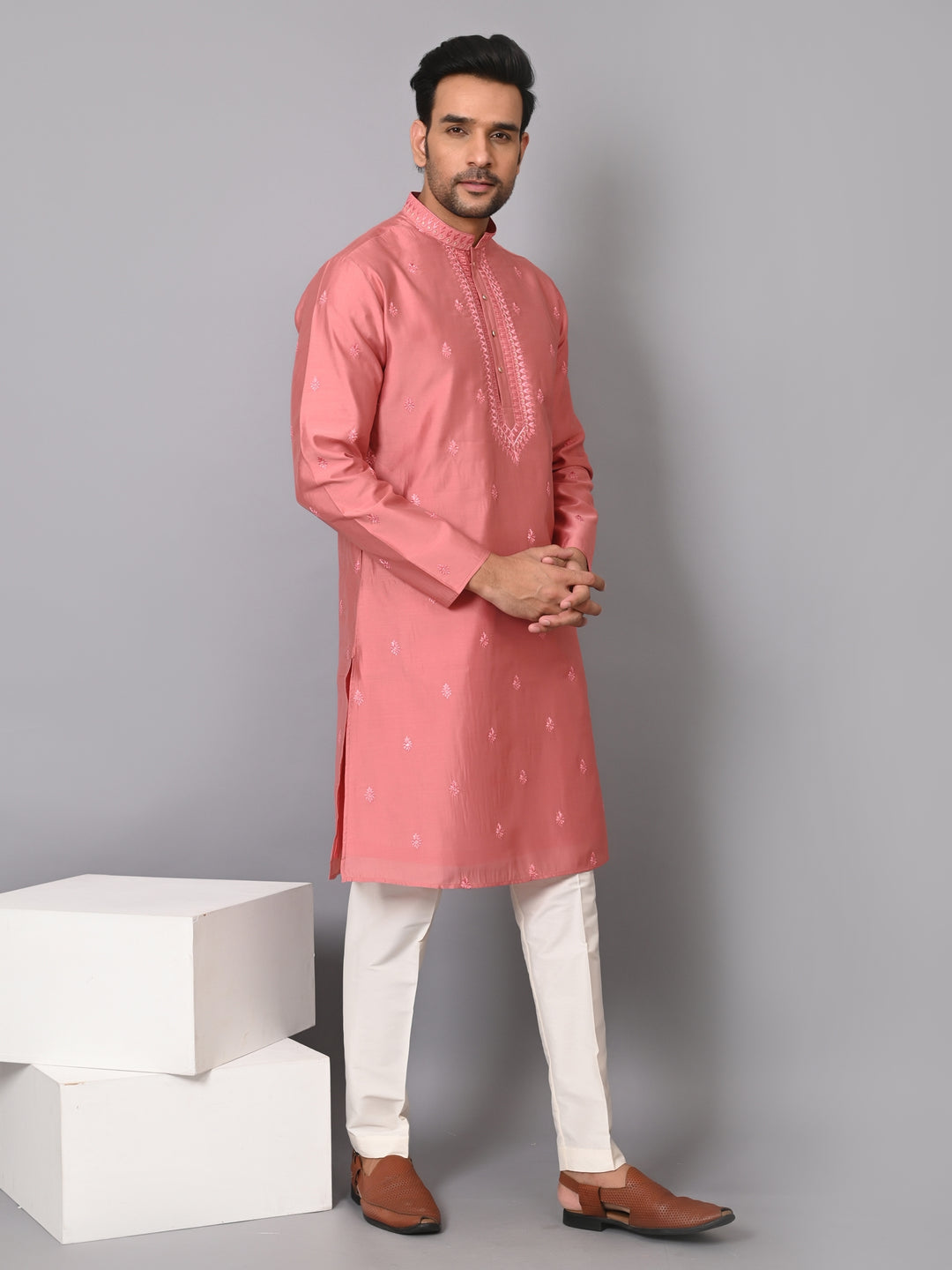 Leafs Peach Kurta Set - KM38713-PE7166