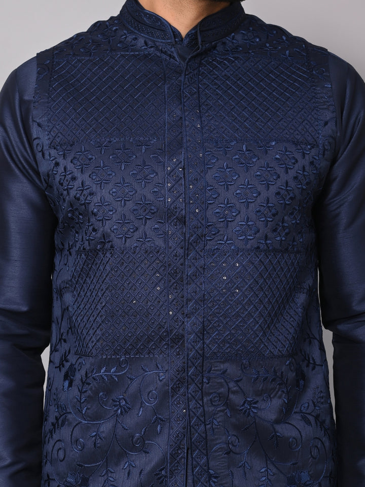 Sequence Navy Blue Jacket Kurta Set - JM37619-992