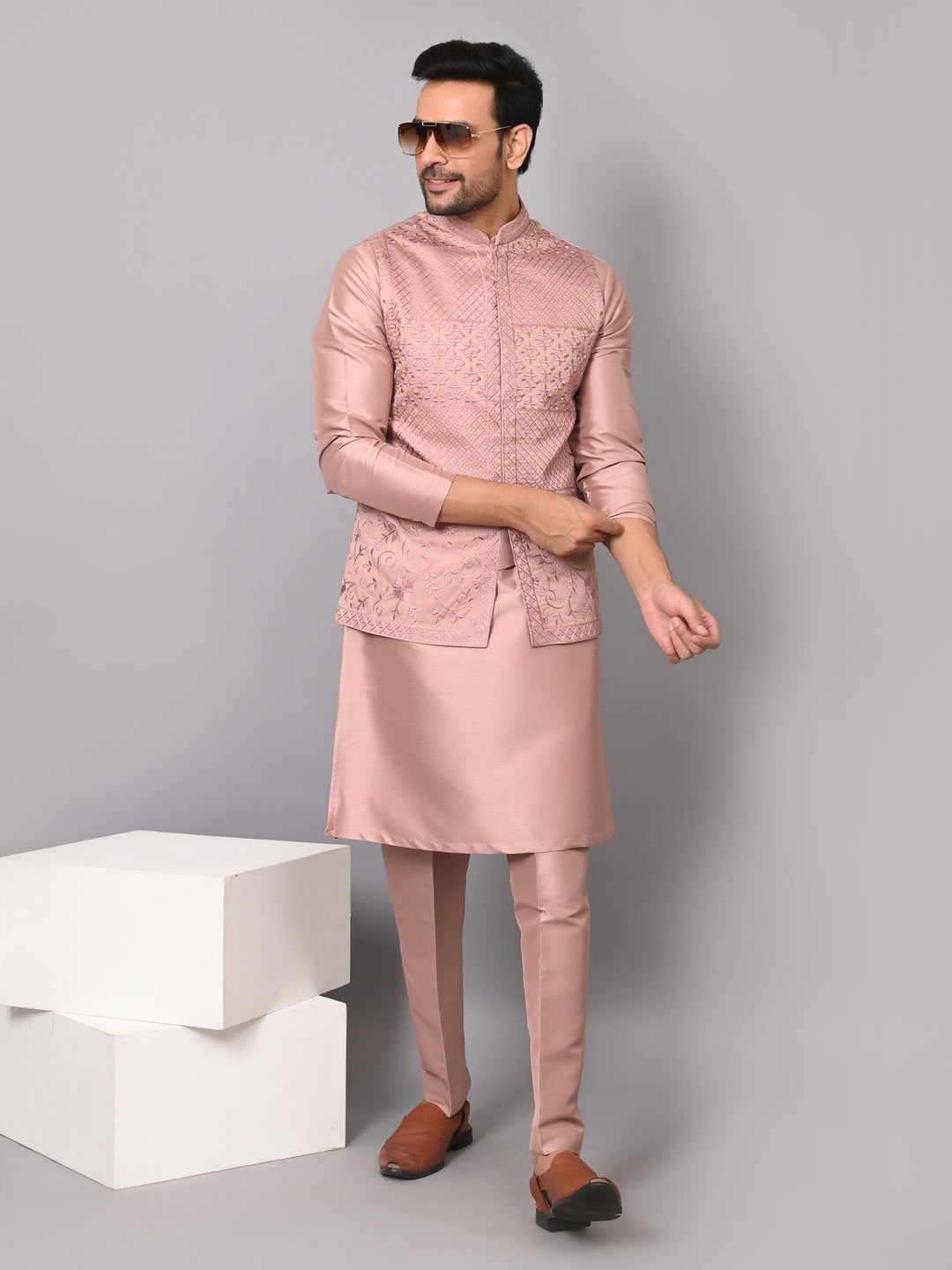 Sequence Pink Jacket Kurta Set - JM37619-14