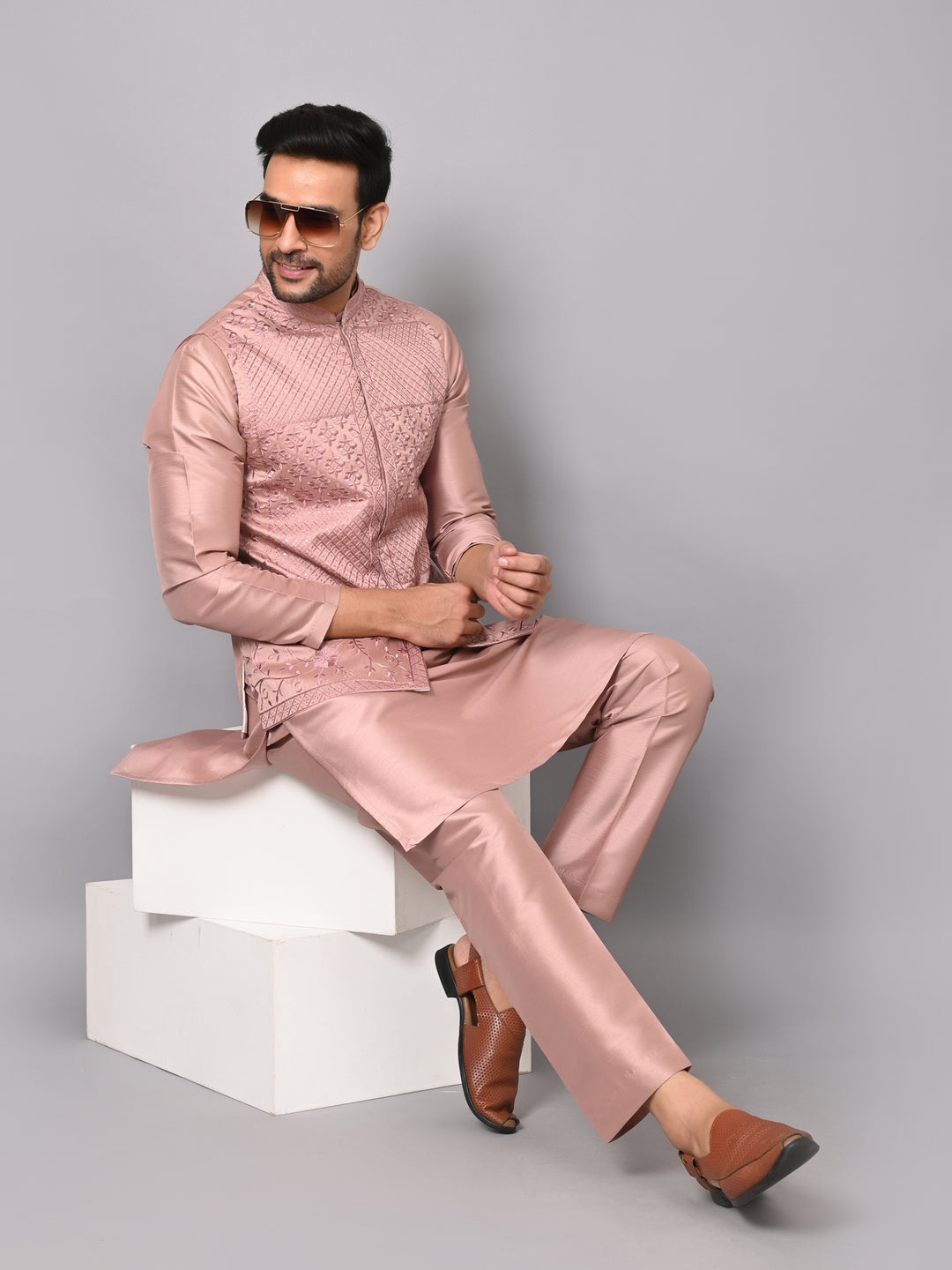 Sequence Pink Jacket Kurta Set - JM37619-14