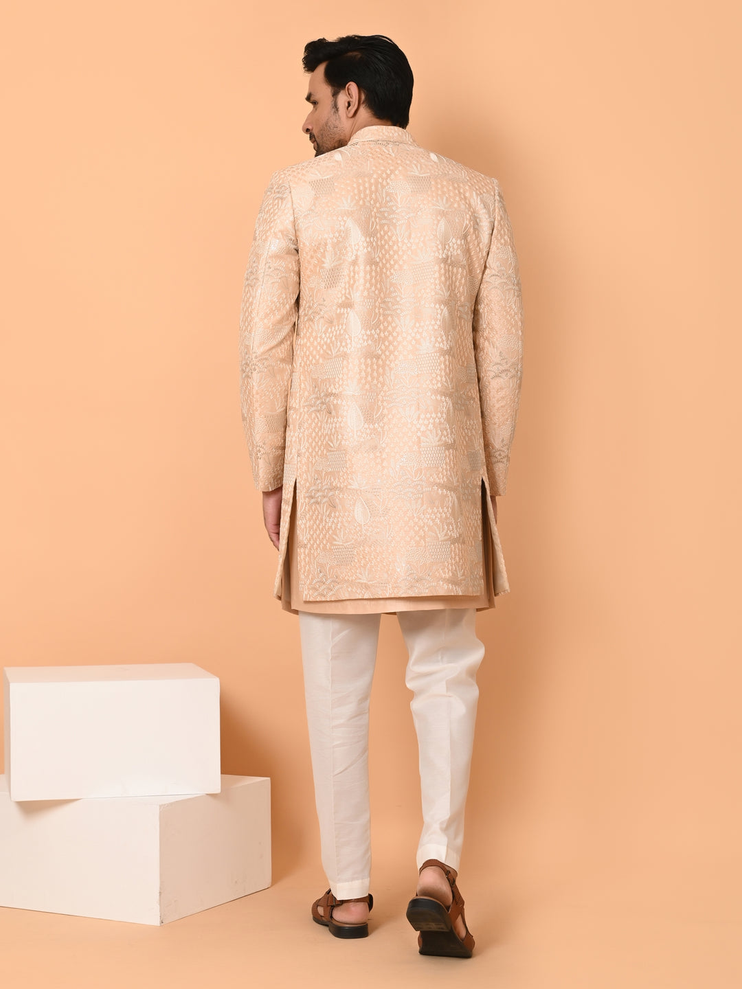 Sequence Beige Long Jacket Kurta Set - JT40681-61