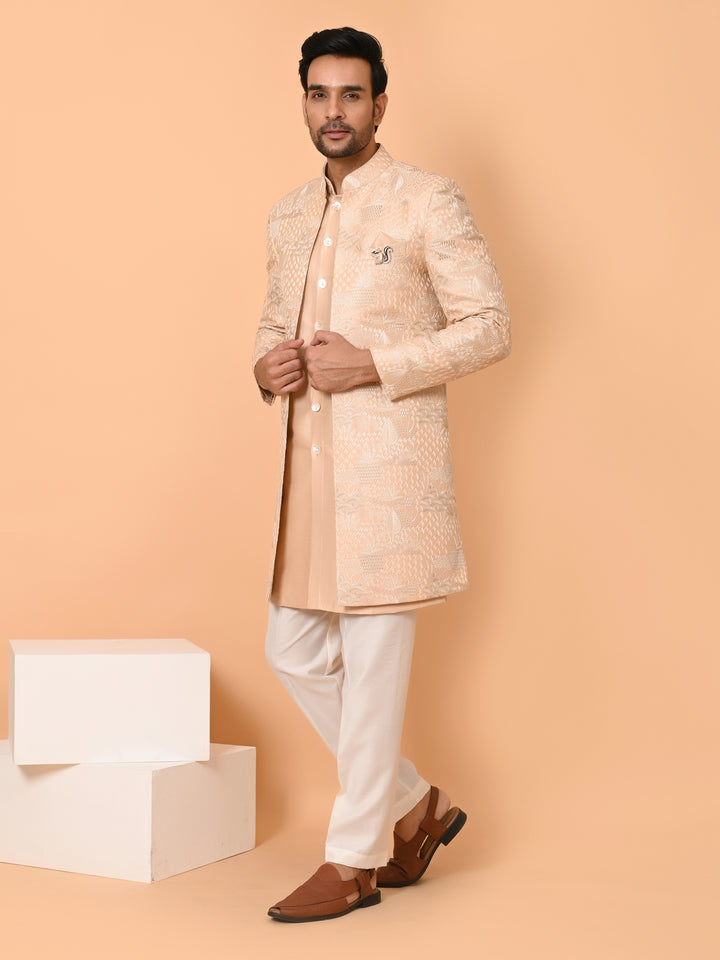 Sequence Beige Long Jacket Kurta Set - JT40681-61