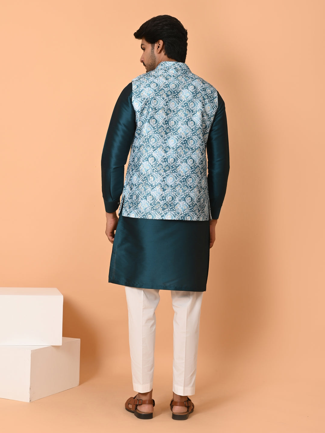 Bandhani Green Jacket Kurta Set - JM39921-14