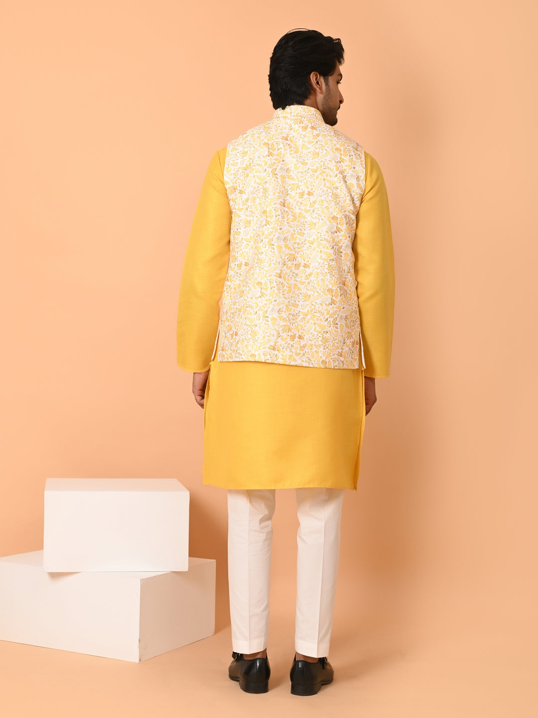 Leafs Mustard Jacket Kurta Set - JM40131-D17