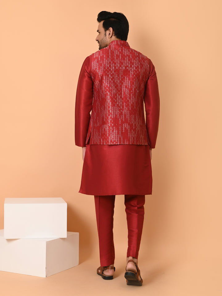 Sequence Maroon Jacket Kurta Set - JM40555-59