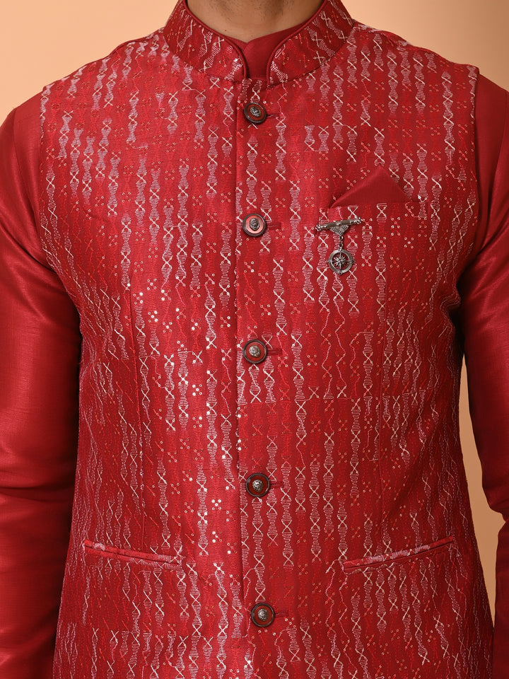 Sequence Maroon Jacket Kurta Set - JM40555-59