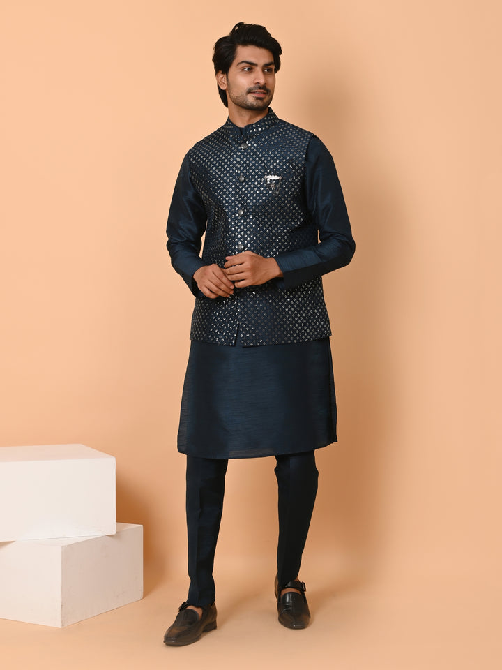 Sequence Blue Jacket Kurta Set - JM41162-21