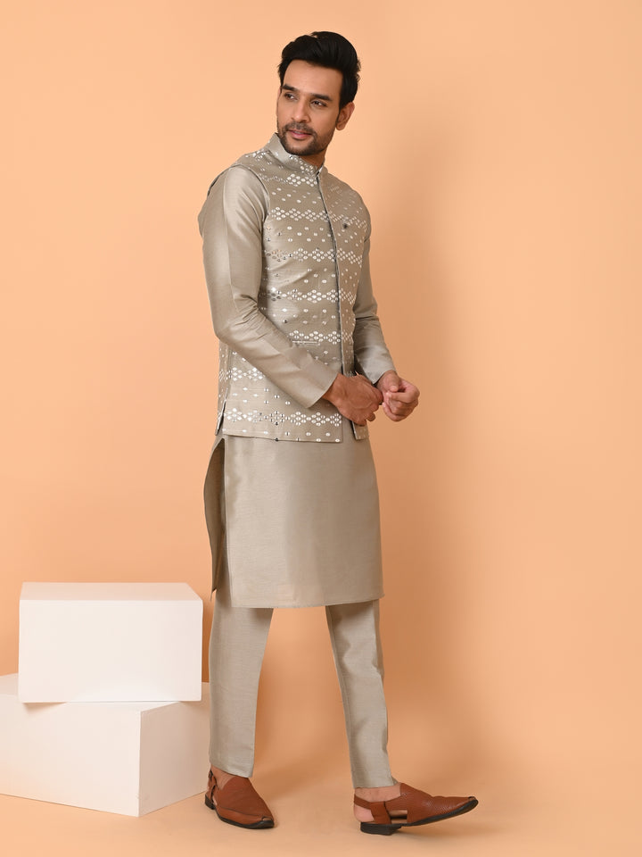 Sequence Grey Jacket Kurta Set - JM41163-507