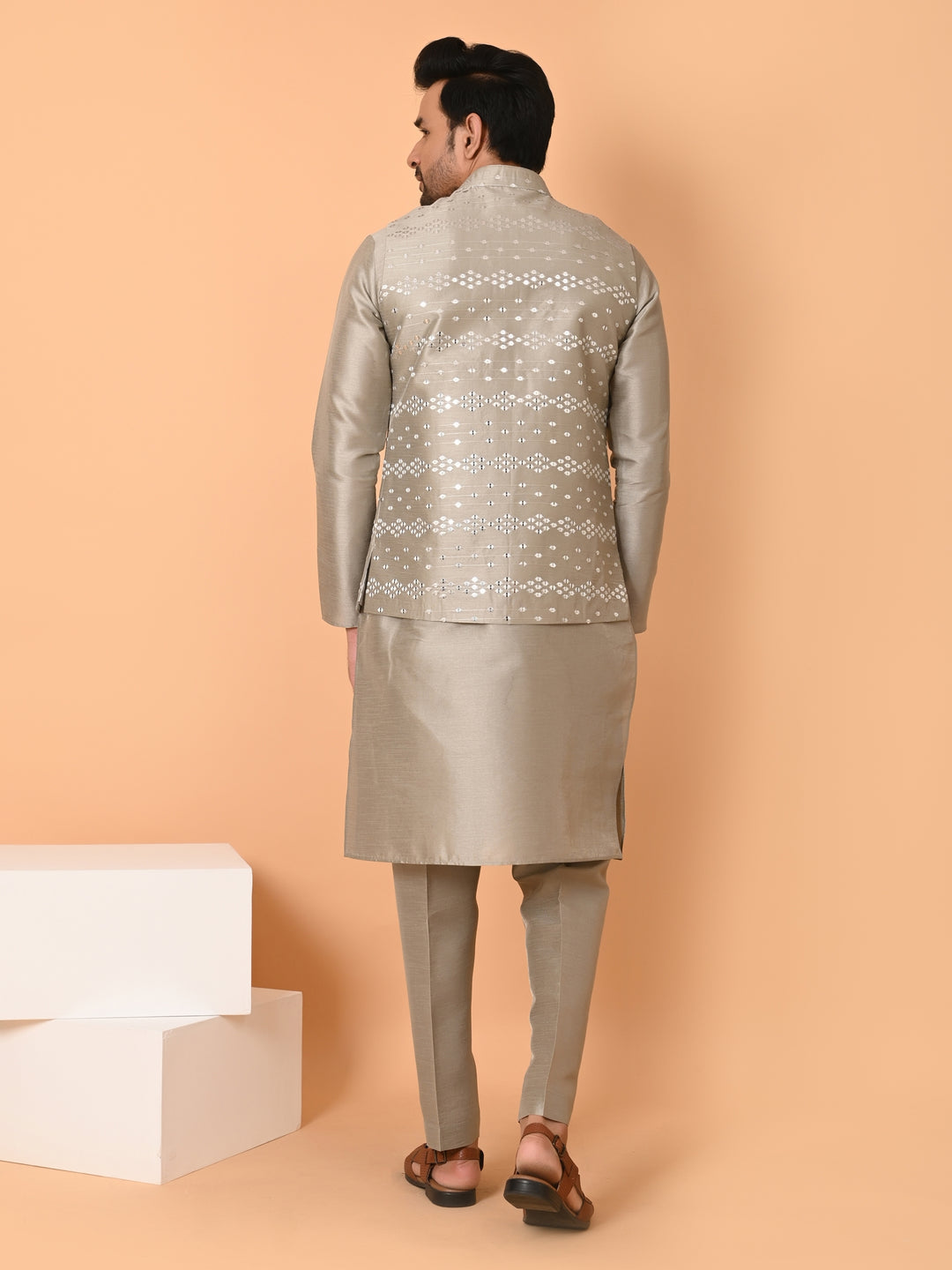 Sequence Grey Jacket Kurta Set - JM41163-507