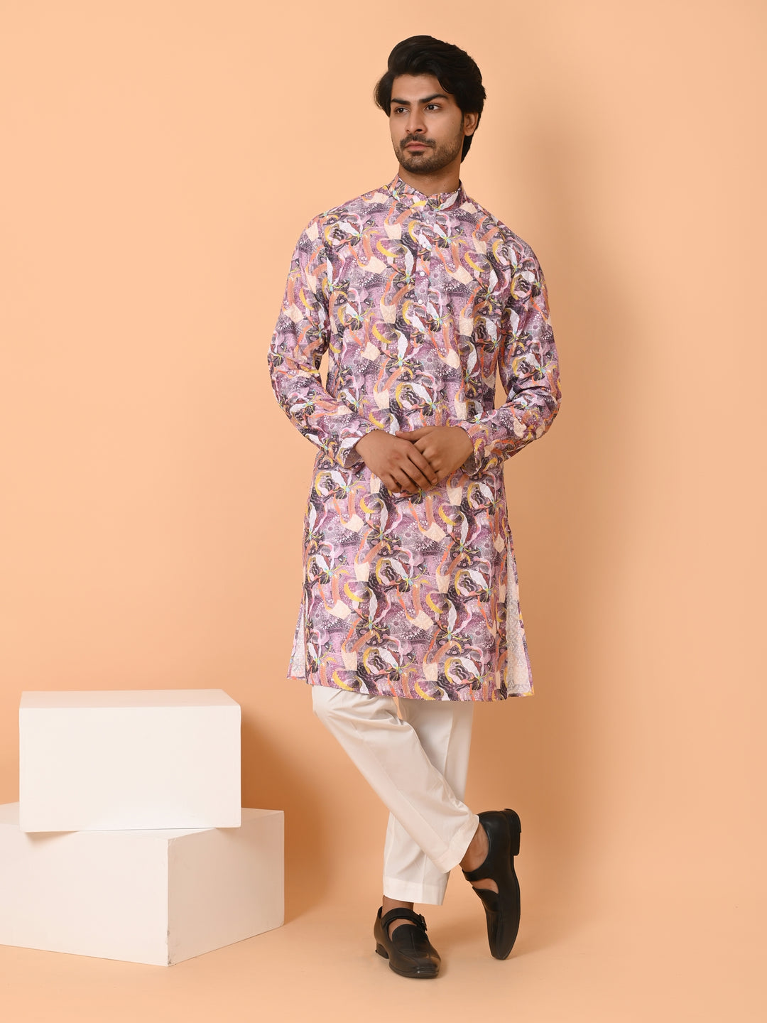 Abstract Purple Kurta Set - KM40234-1029A