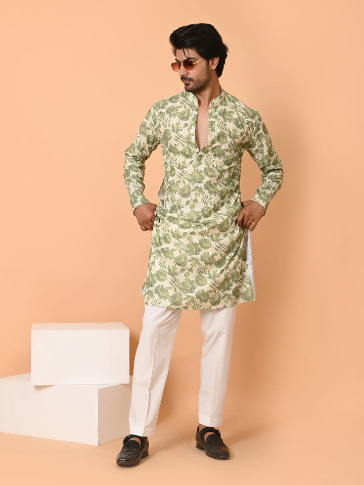 Leafs Green Kurta Set - KM40236-1027A