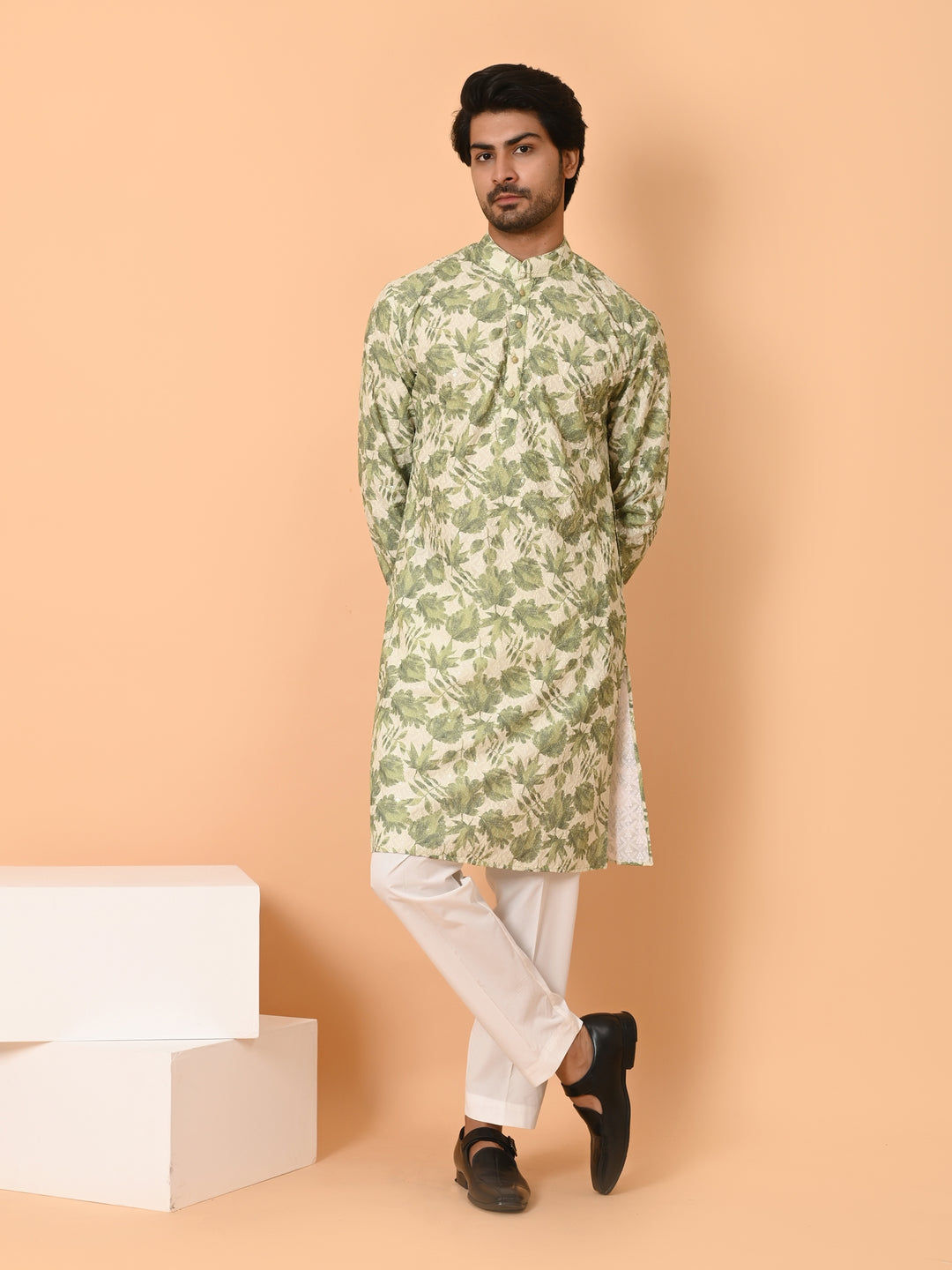 Leafs Green Kurta Set - KM40236-1027A