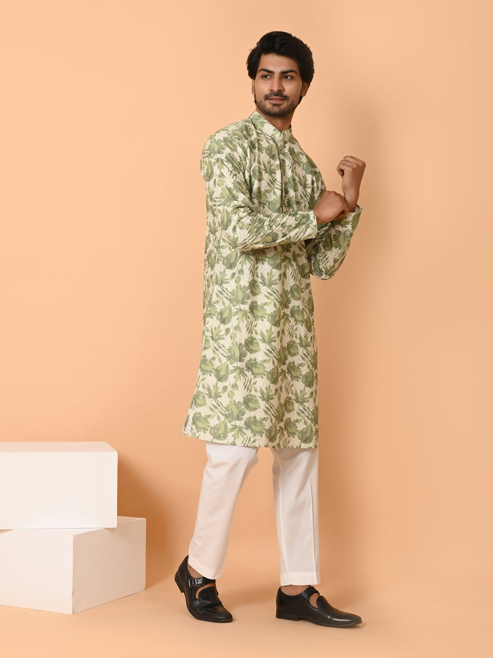 Leafs Green Kurta Set - KM40236-1027A