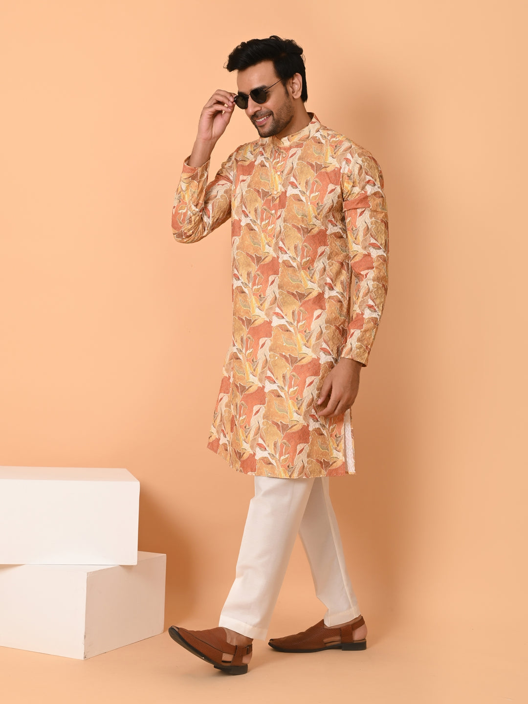 Abstract Mustard Kurta Set - KM40237-1026A