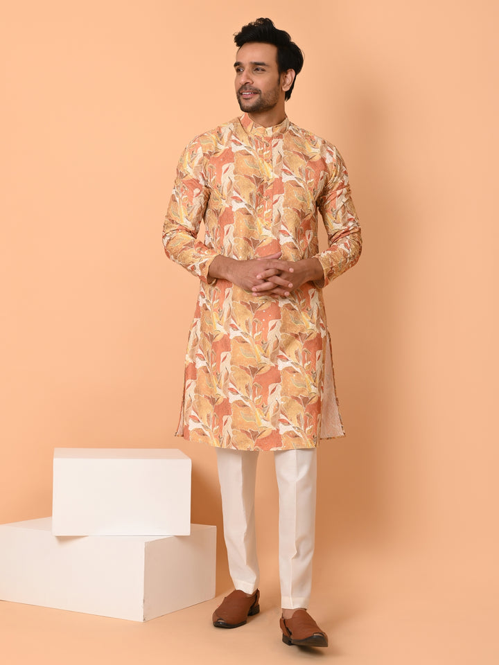 Abstract Mustard Kurta Set - KM40237-1026A