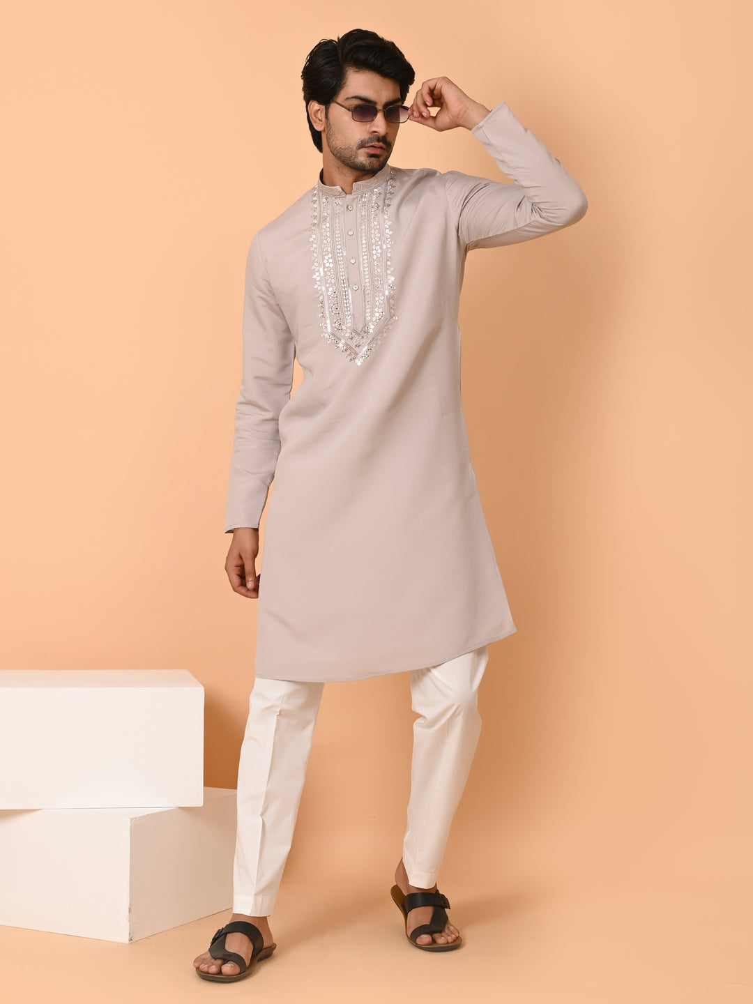 Sequence Grey Kurta Set - KM40677-26