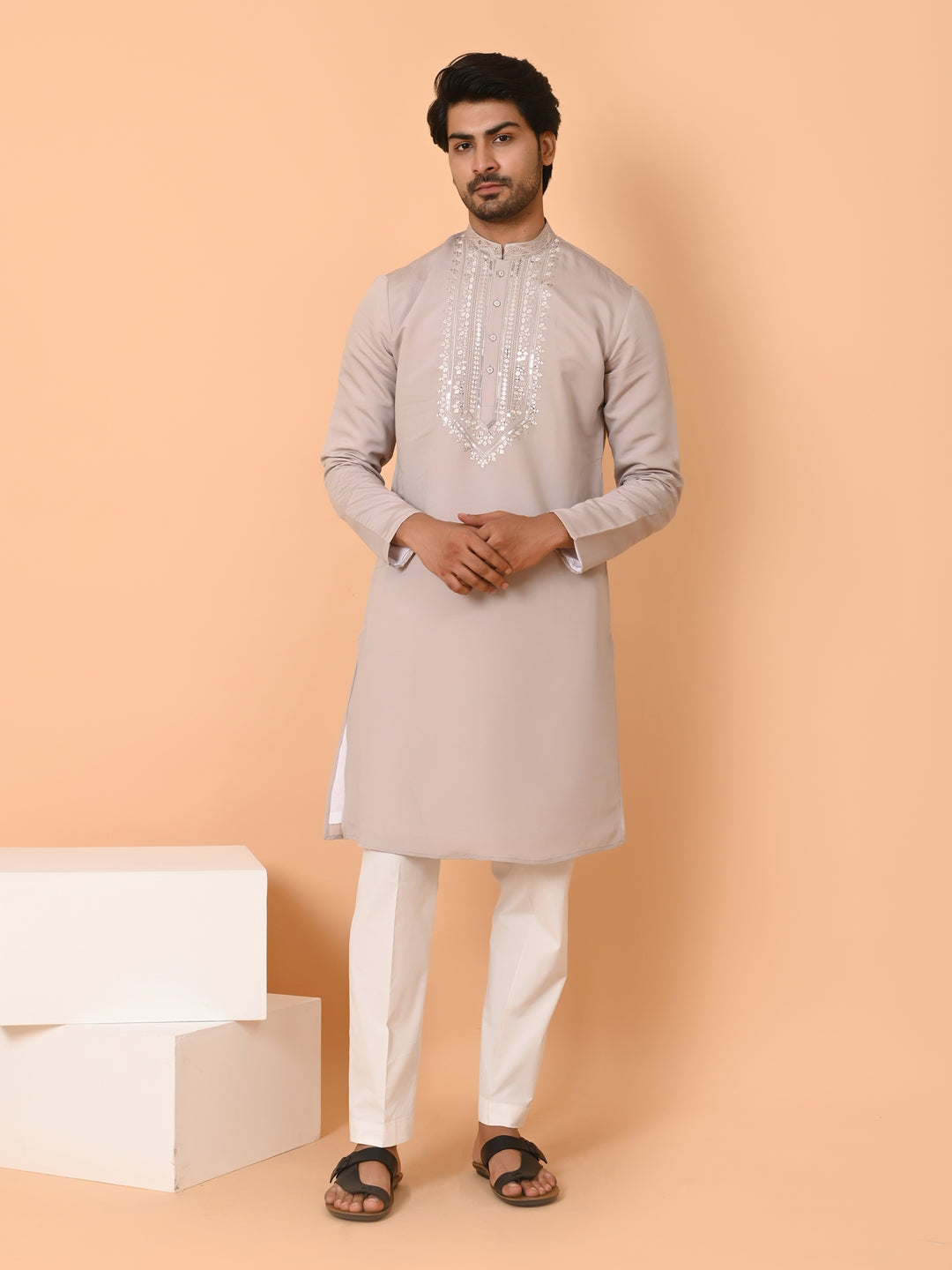 Sequence Grey Kurta Set - KM40677-26