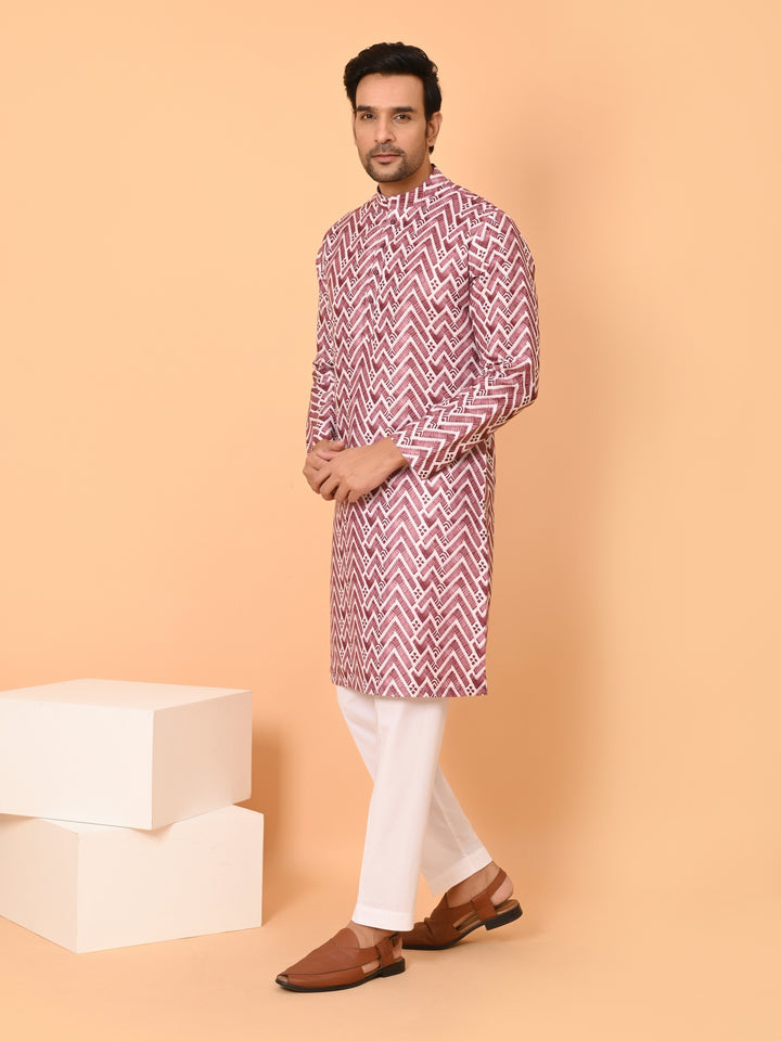 Zigzag Print Brown Kurta Set - KM38301-260