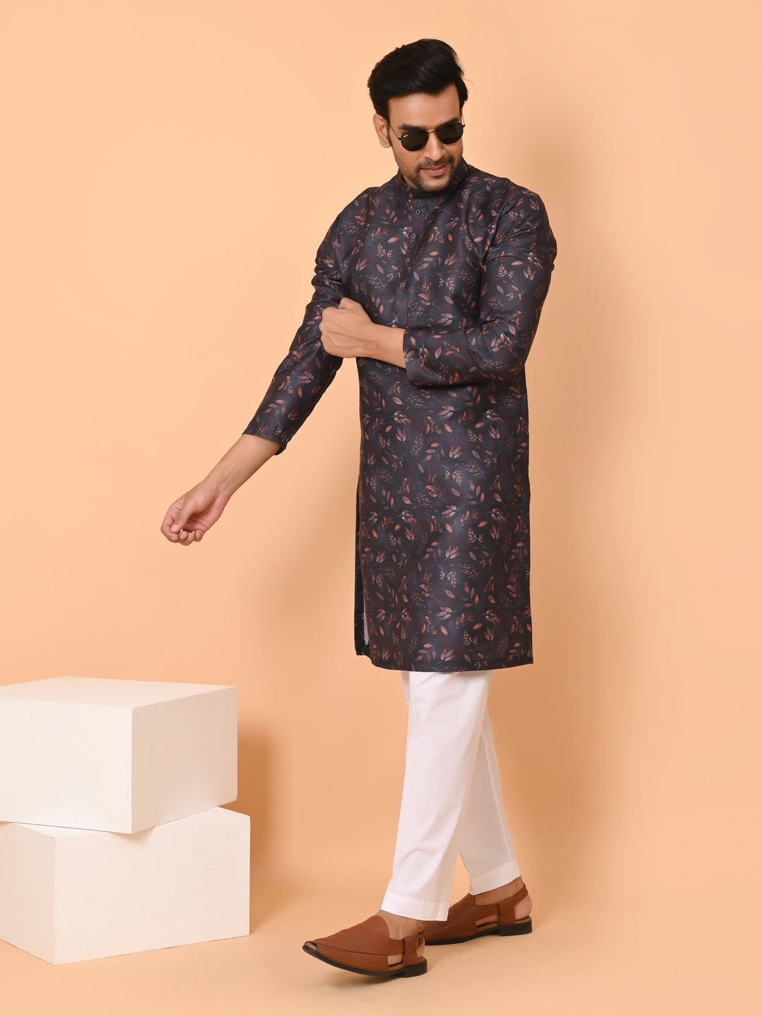 Leafs Blue Kurta Set - KM38303-254