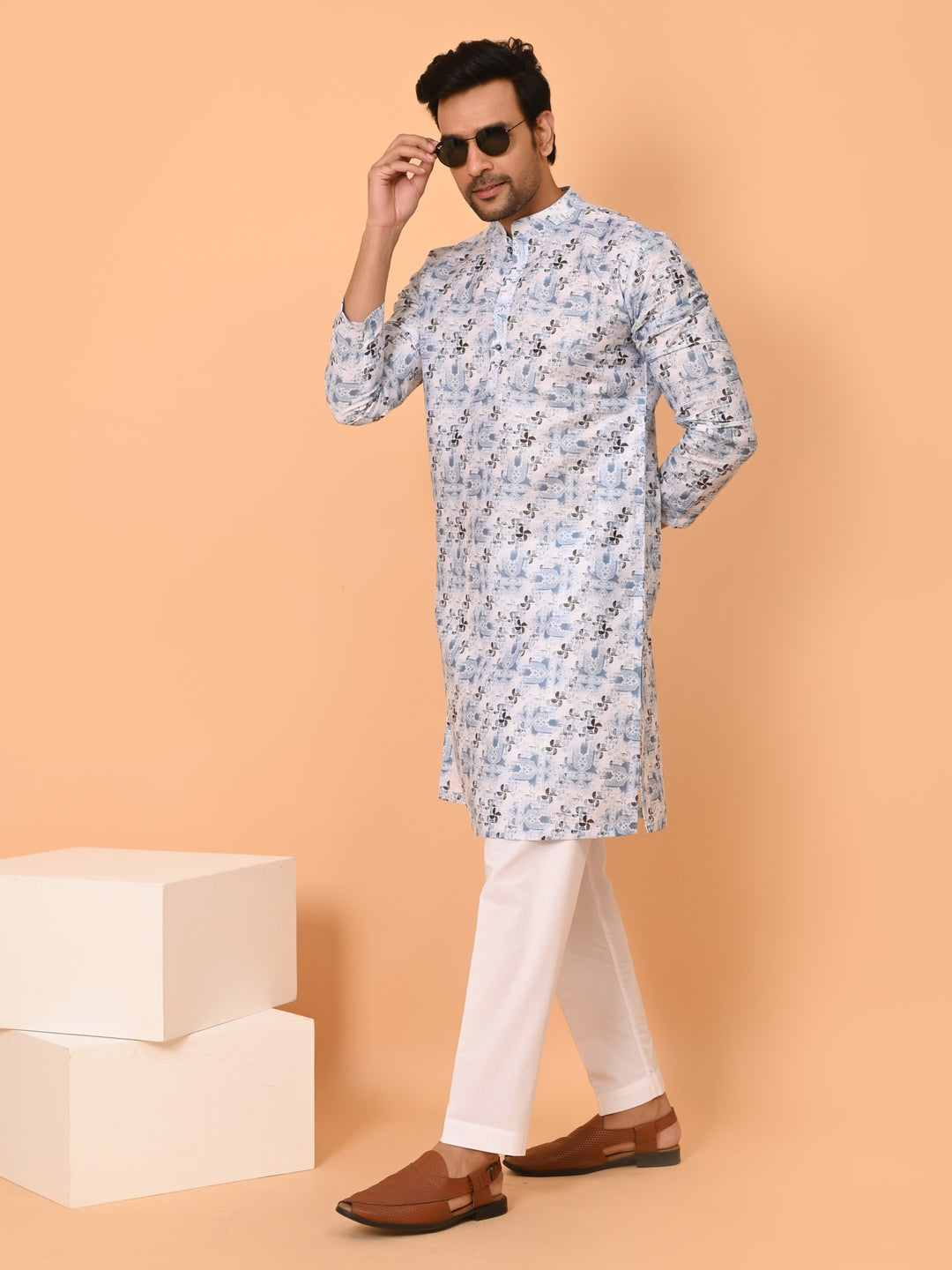 Digital Print Blue Kurta Set - KM38304-252