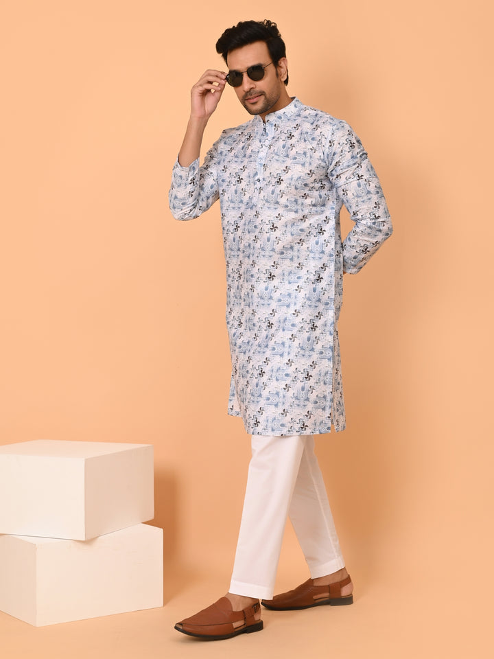 Digital Print Blue Kurta Set - KM38304-252