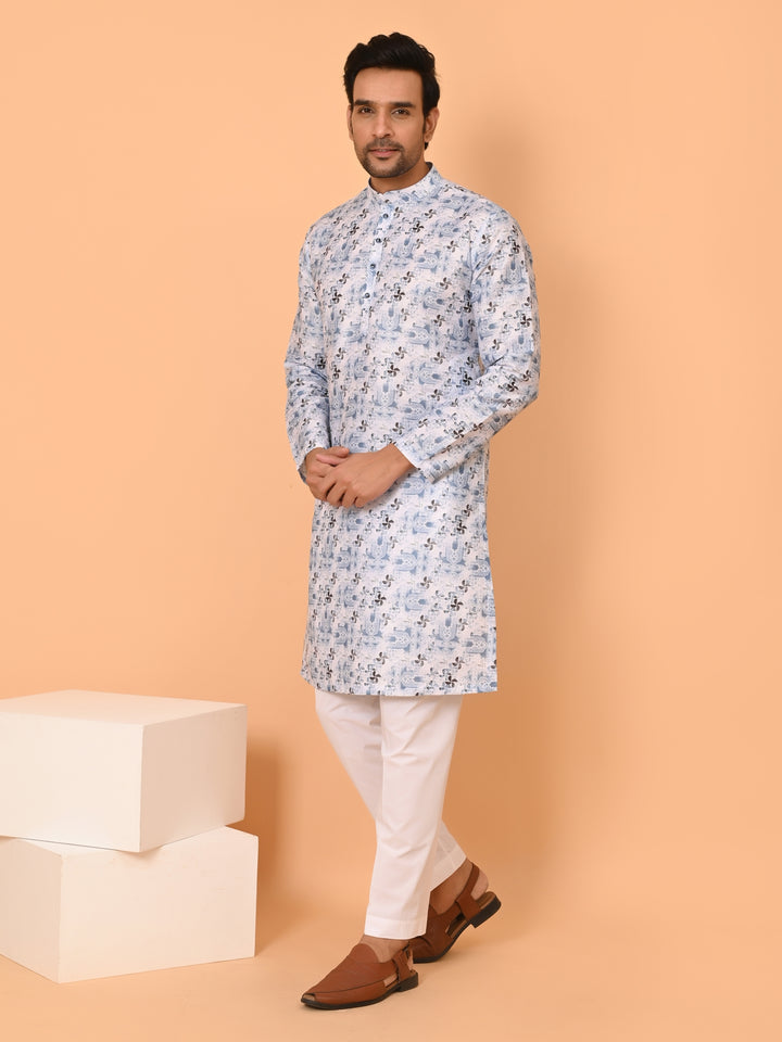 Digital Print Blue Kurta Set - KM38304-252