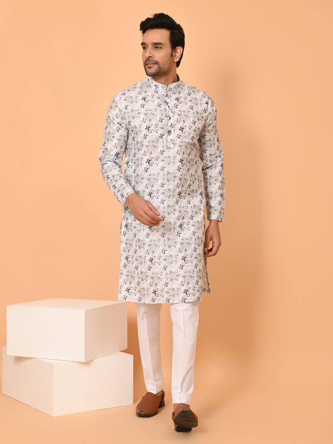 Digital Print Green Kurta Set - KM38304-253