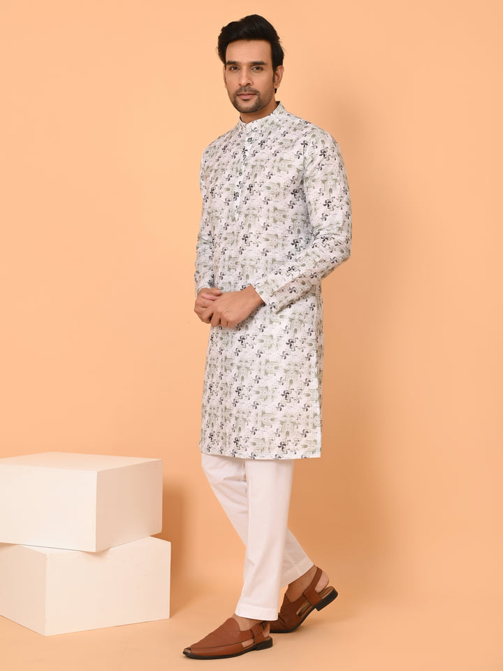 Digital Print Green Kurta Set - KM38304-253