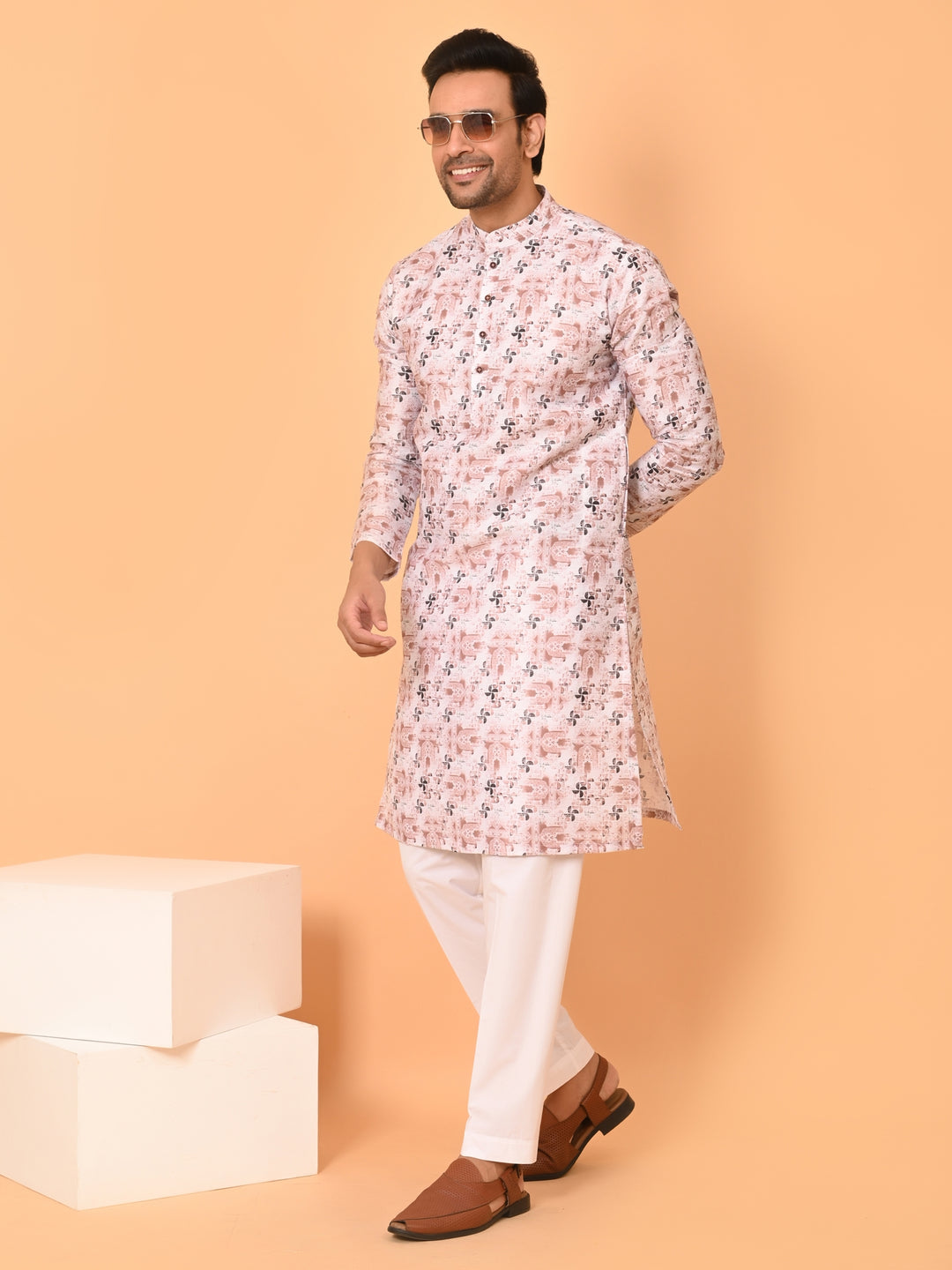 Digital Print Off White Kurta Set - KM38304-251