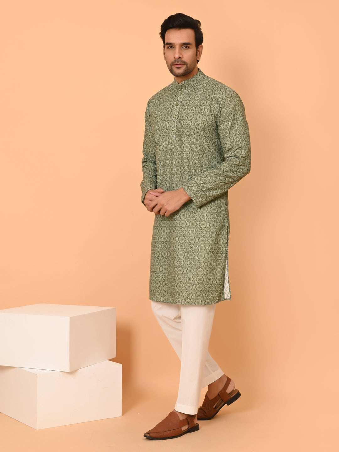 Sequence Green Kurta Set - KM40038-20