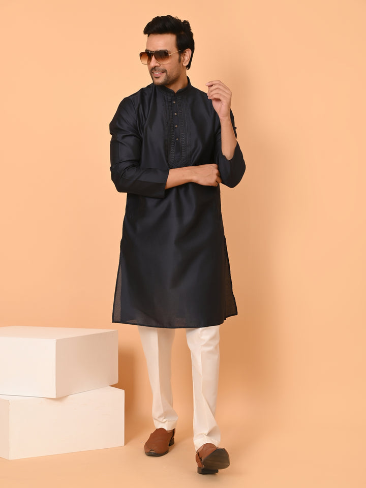 Solid Navy Blue Kurta Set - KM40653-EB