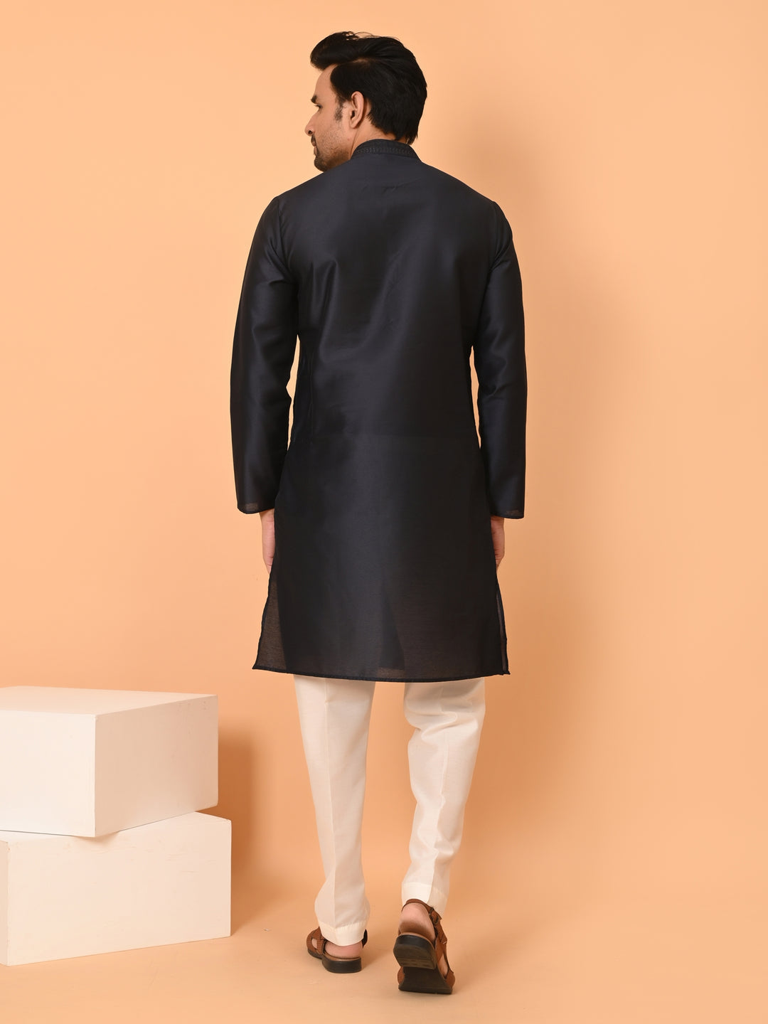 Solid Navy Blue Kurta Set - KM40653-EB