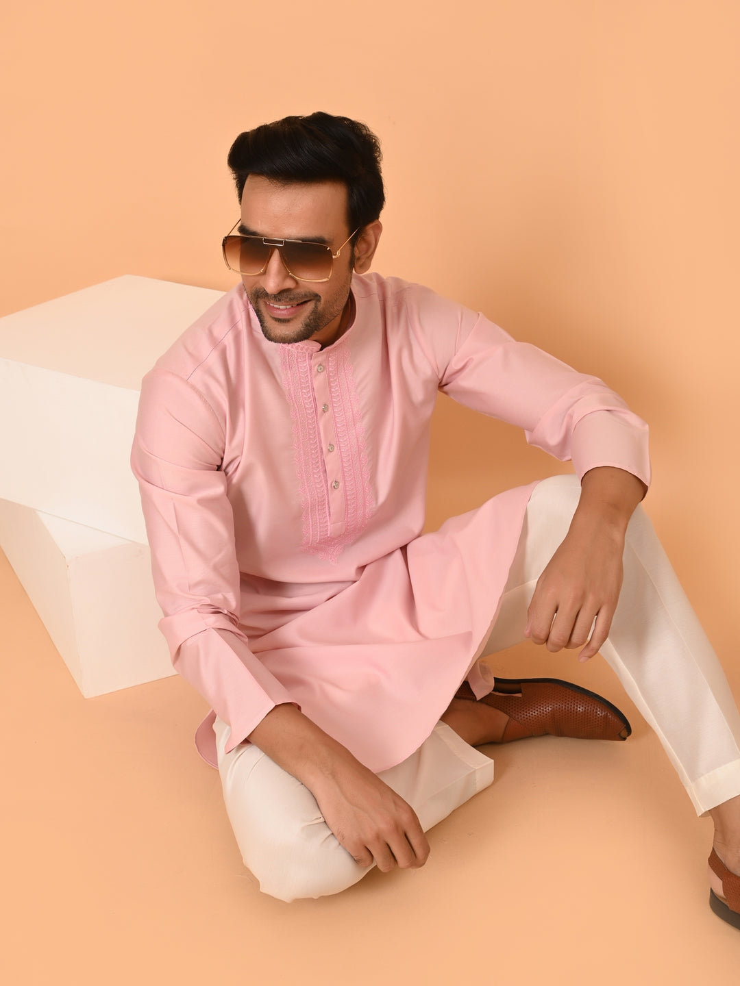 Solid Pink Kurta Set - KM40653-16