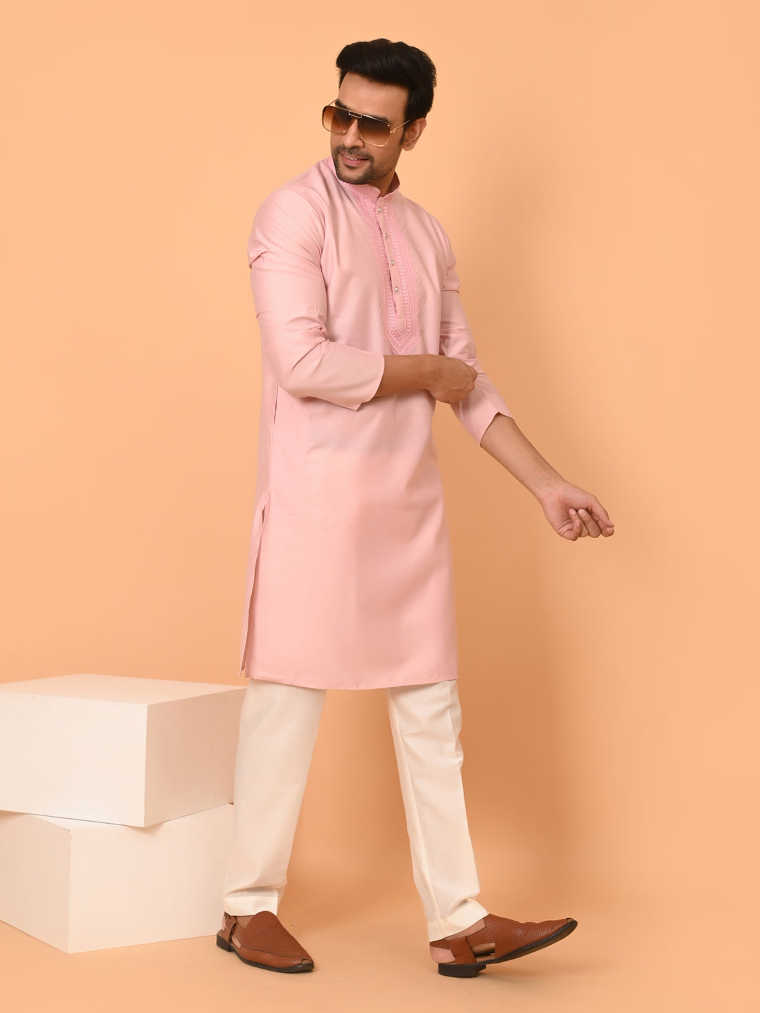 Solid Pink Kurta Set - KM40653-16