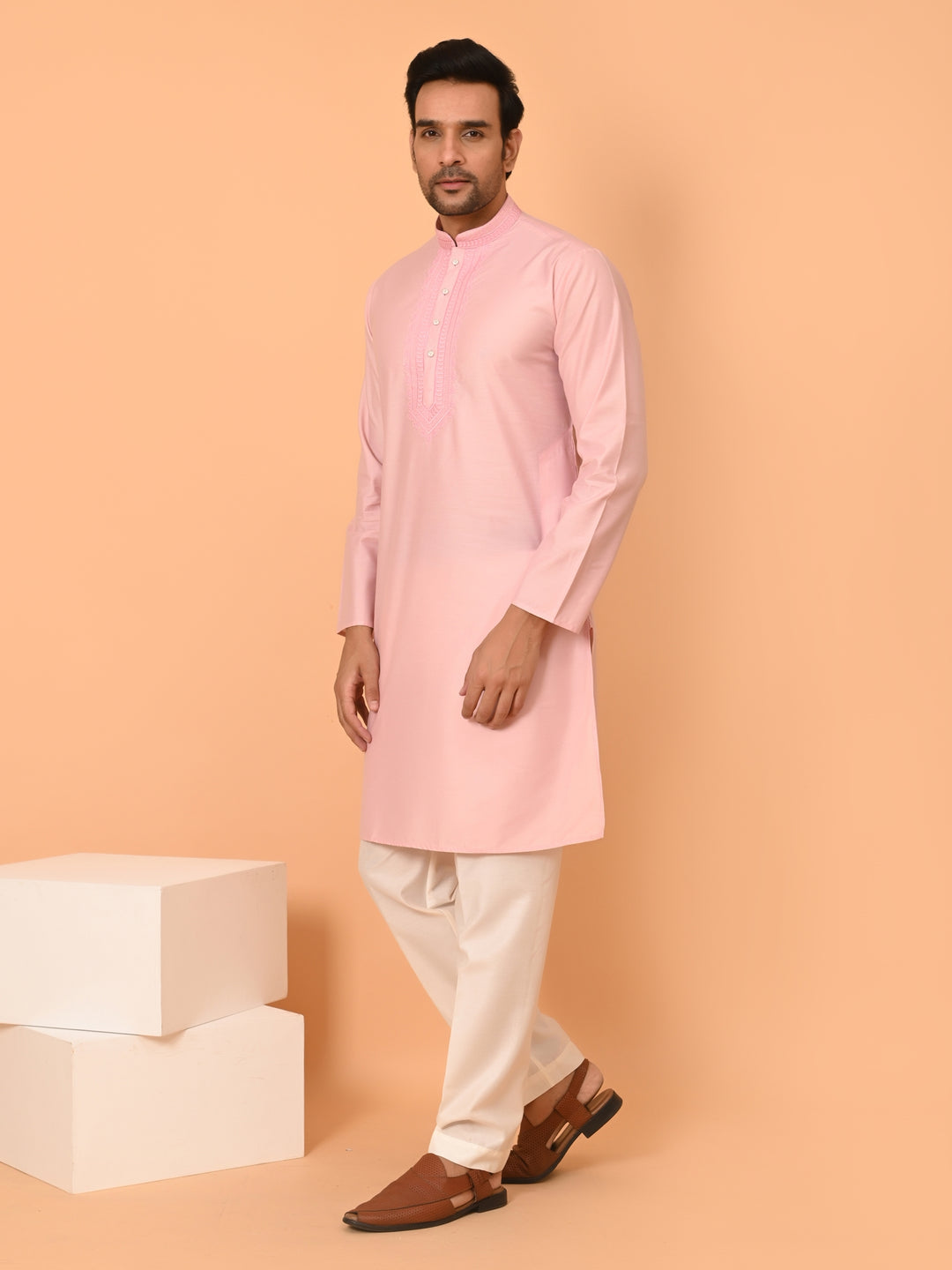 Solid Pink Kurta Set - KM40653-16